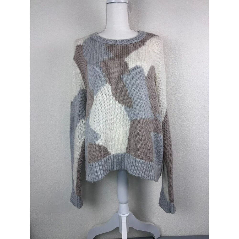 Wooden Ships women's small medium beige‎ cream camo knit oversized sweater